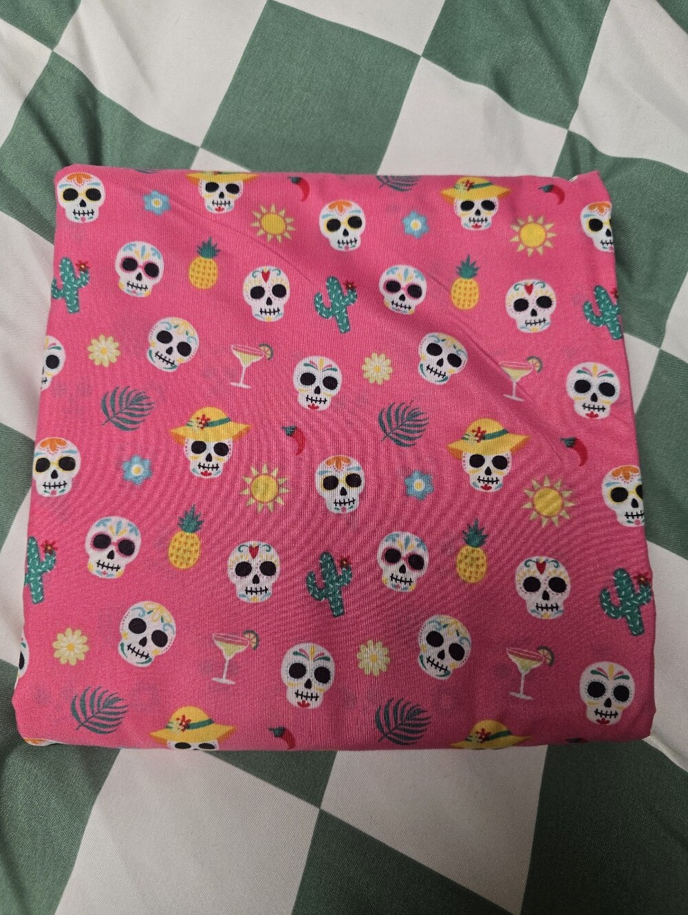 Pink Sugar Skull Print Flat Sheet